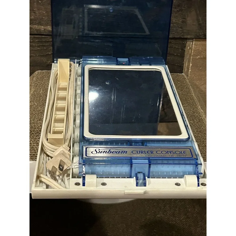 Vintage Sunbeam Curler Console Hairsetter 62-8G w/Mirror & Clips & Rollers‎